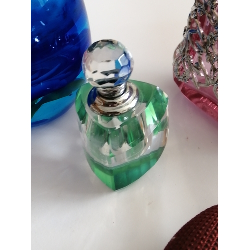 40A - 3 coloured glass perfume bottles