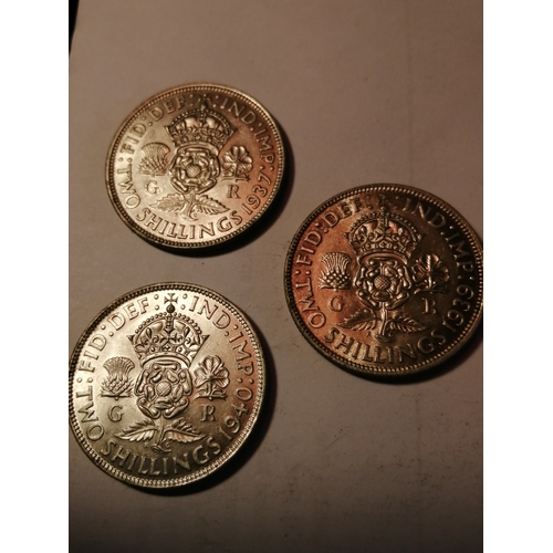 26A - 3 x George VI florins 1937, 39, and 1940 All coins in extremely fine condition or better