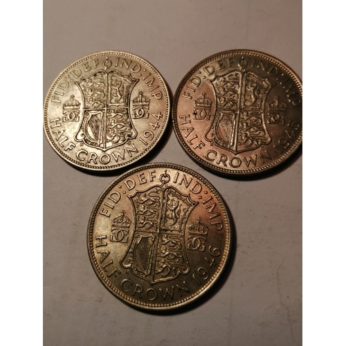 27A - 3 x George VI halfcrowns 1944,45 and 1946 All coins in extremely fine condition or better