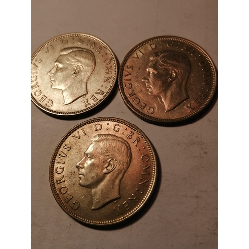 27A - 3 x George VI halfcrowns 1944,45 and 1946 All coins in extremely fine condition or better
