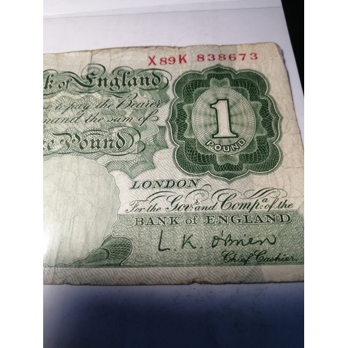 32A - Elizabeth ll 1 pound note L K O'brien (1955 to 62)