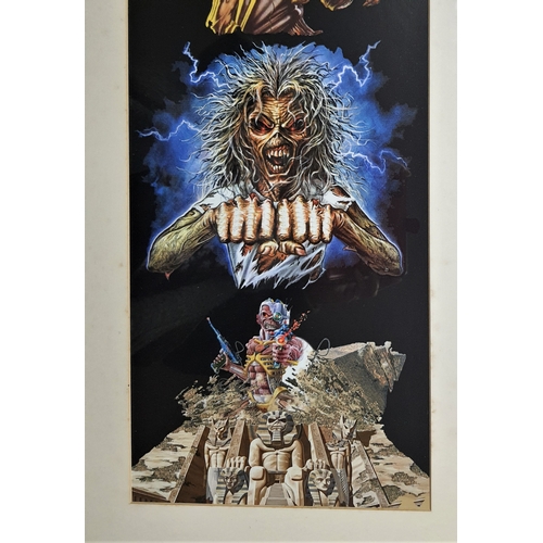 109A - Very large framed and glazed colour print of Iron Maiden. Size: 42 cm x 97 cm.