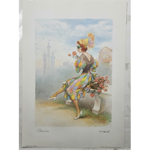 120A - 3 colour prints. “Columbine”, Harlequin, small harlequin. Size large: 35 cm x 50 cm. Size small: 35 ... 