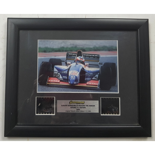 103A - Original film cells from Rubens Barrichello driving the Jordan Estoril F1 Testing. Framed and glazed... 