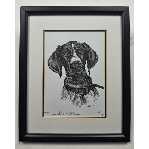 121A - Framed, glazed and ready to hang. Signed, limited edition (10/100) black and white print of a dog by... 
