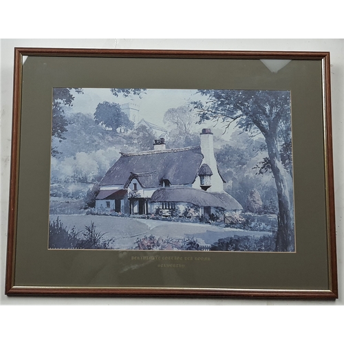 105A - Framed and glazed print of “Periwinkle Cottage Tea Rooms, Selworthy” by Sidney Perrin. 17th century ... 