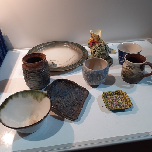 32 - Decorative pieces in mostly glazed stoneware and pottery. Some are heavy for size, stoneware and all... 