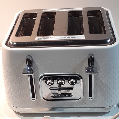 10 - Morphy Richard 4 slice white and stainless steel toaster. Model 243012.  Very good condition