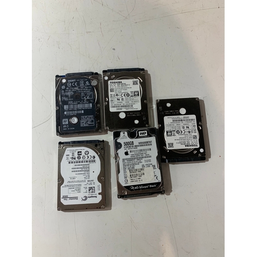 89 - 5x 500Gb laptop 2.5” hard drives - formatted ready for use