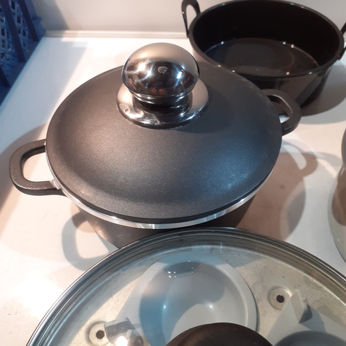27 - Various small milk pans and egg poachers . Some new pans and some with very little use. Includes Jud... 
