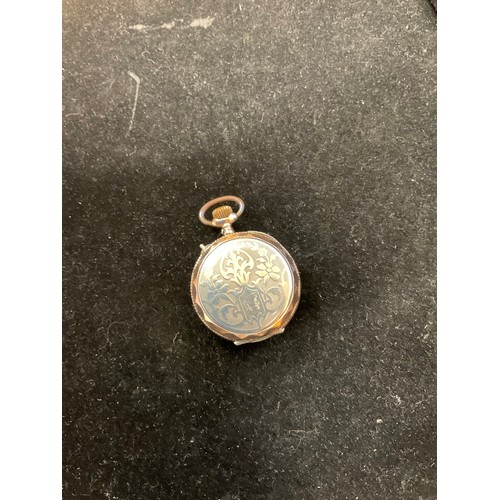 447 - Vintage, possibly silver, Remontoir small pocket watch pendant