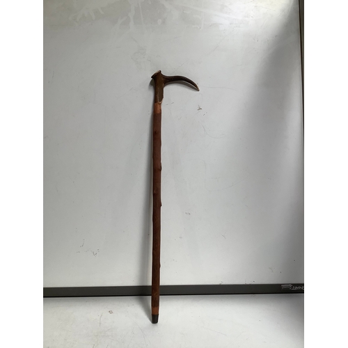 303 - Native American Indian walking stick with deer antler handle