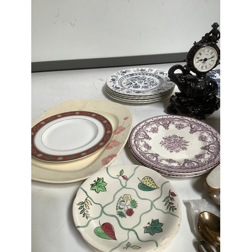 317 - Array of plates, boomerang brush tankard collectible spoons and more