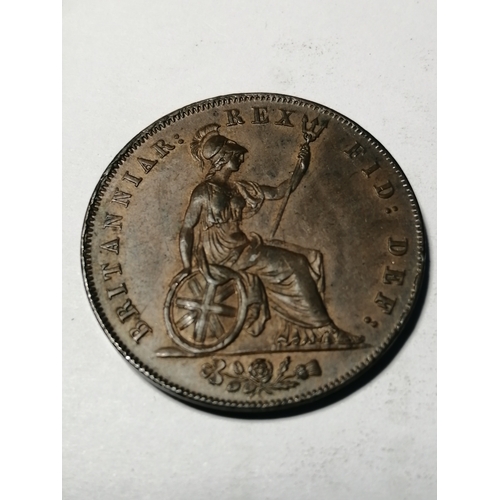 38A - 1826 George IV halfpenny in extremely fine condition or better with original lustre
