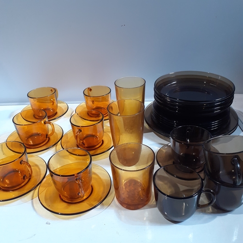 22 - Quantity of vintage Veraco amber and smoked glassware and a couple of other amber glasses not marked... 