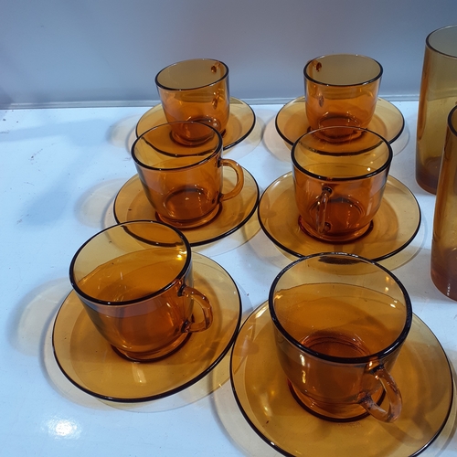 22 - Quantity of vintage Veraco amber and smoked glassware and a couple of other amber glasses not marked... 