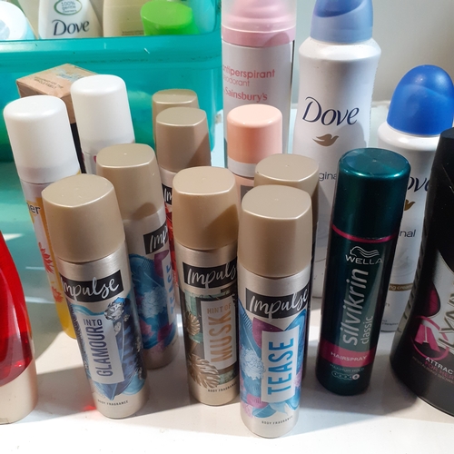 23 - Large quantity deodorants, bath products and body washes. Lots unused or new, some part used, partic... 