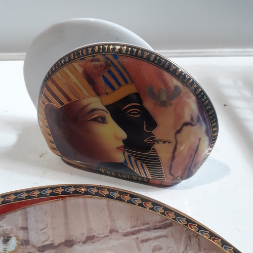 15 - Egyptian Fathi Mahmoud Limoges dish depicting King Tutankhamen.  Gold trim. Plus one other ornament ... 