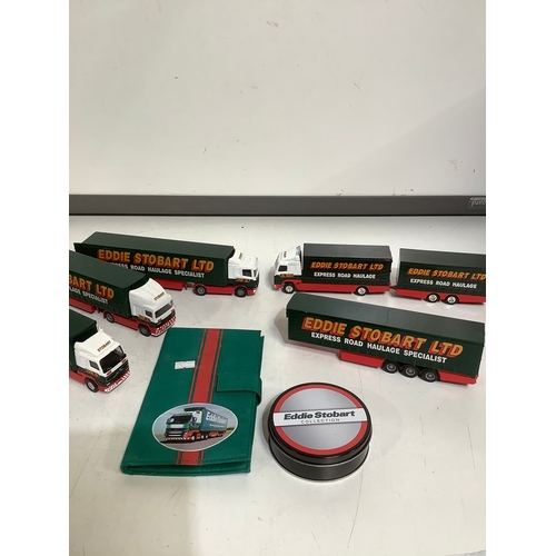 394 - Corgi Eddie Stobart lorries x 5+ coasters and notepad