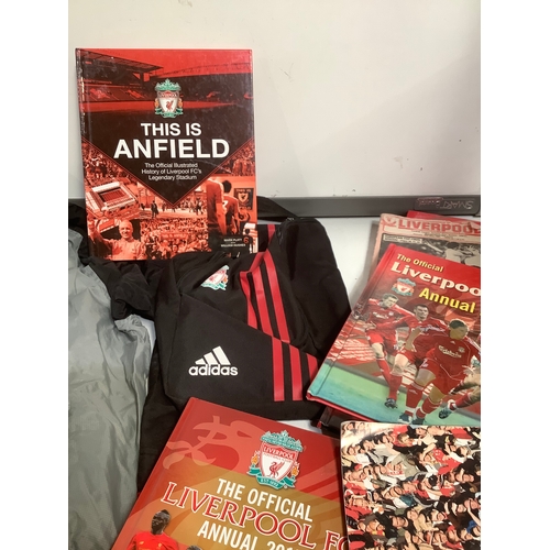 403 - Liverpool enthusiast jacket size M Liverpool shoe bag books  2 keyrings