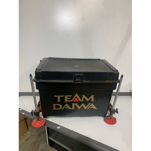 51 - Team Daiwa fishing seat storage box & other wooden small lure box