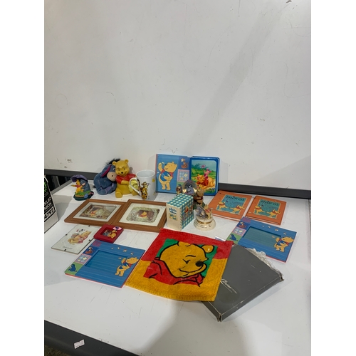 56 - Winnie the Pooh lot! Includes plush toys, money box, frames & photo albums