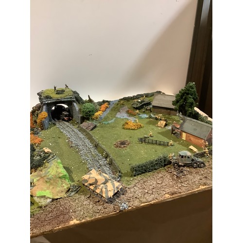 261A - Diorama of war scene railway and tanks with figurines