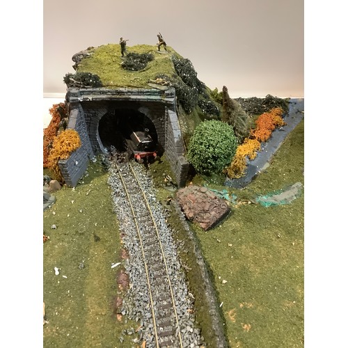 261A - Diorama of war scene railway and tanks with figurines