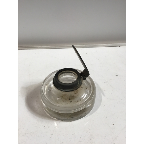 20 - Antique Clear Glass inkwell