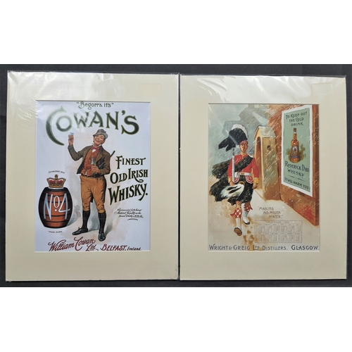 124A - 2 colour prints of reproduction advertising posters for Cowan’s Finest Irish Whisky and Wright & Gri... 