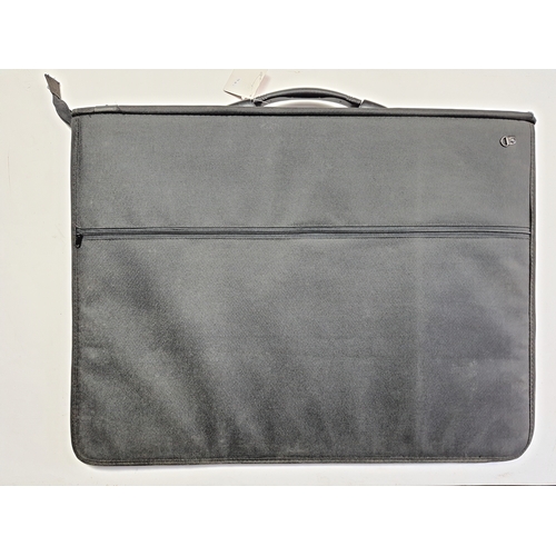 116A - Black artist presentation case with carrying handle, ring binder and storage pockets. Size closed: 8... 