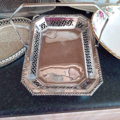 11 - A selection of dishes and trays. Includes Royal Albert Old Country Rose's, copper, vintage and glass... 