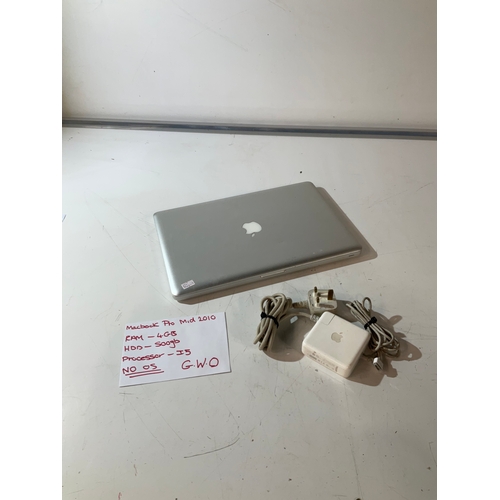 100 - Mac book pro mate, 2010. Ram 4 GB, HDD – 500 GB. Processor –i5. No O S. Good working order.