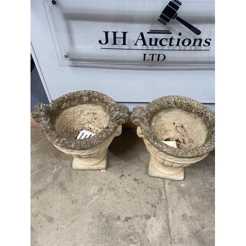 249 - Pair of vintage concrete urns with nice detailing