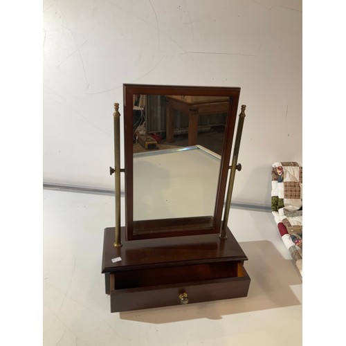 47 - Mahogany dressing table vanity mirror with under drawer