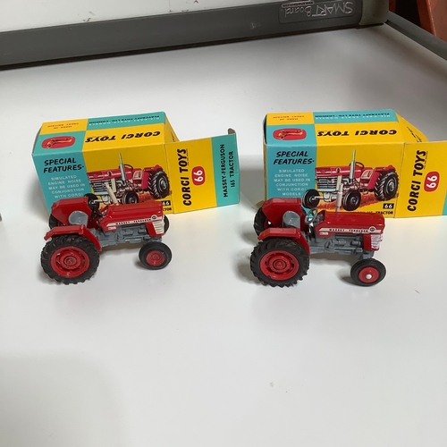 280 - Corgi Massey Ferguson tractors times three -repainted plus in repro boxes