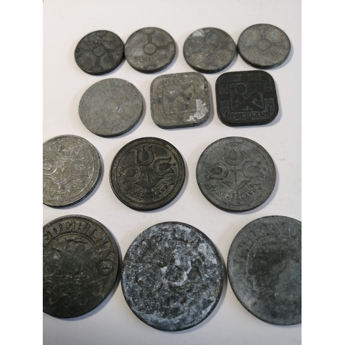 21A - NETHERLANDS WWII zinc coinage : 1 cent 1941,42,43 and 1944, 2 and a half cent 1941,5 cents 1941 and ... 