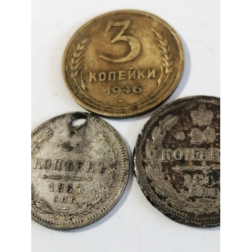 23A - RUSSIA : 3 Kopeks 1946,15 Kopeks 1867 and 20 Kopeks 1888