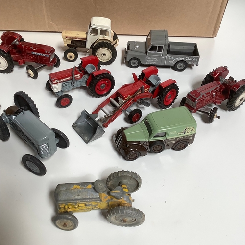 291 - Collection dinky and Corgi tractors plus vans and Land Rover