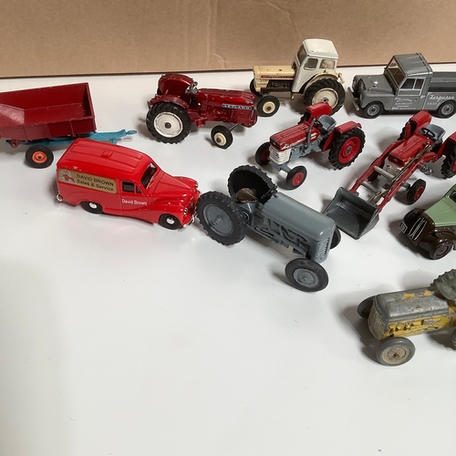 291 - Collection dinky and Corgi tractors plus vans and Land Rover