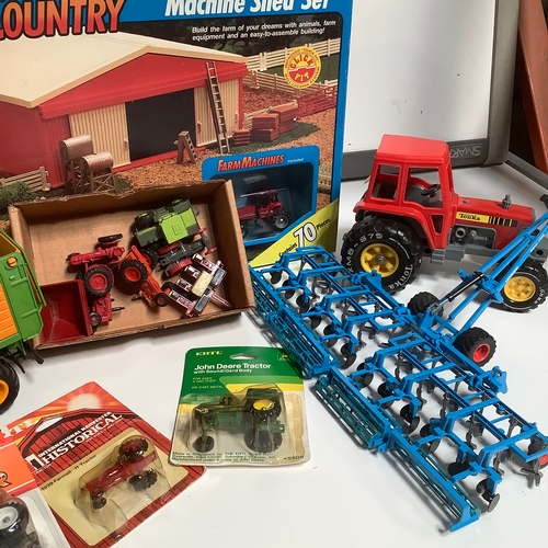 293 - Sika ertl farm country machine shed set & tonka tractors & machinery