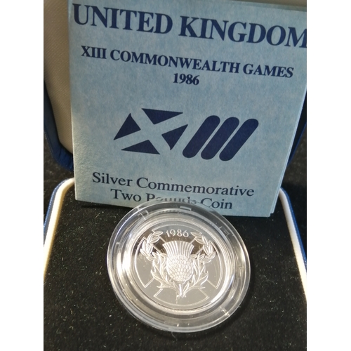 30A - 1986 silver proof 2 pounds coin (commonwealth games) in original blue presentation box