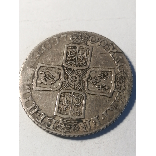 37A - 1709 Queen Anne shilling in very fine condition