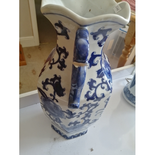 40A - Large blue and white vase (approximately 13 inches tall)