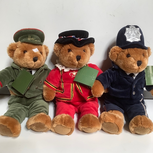 390 - Set of 3 Harrods doorman policeman beefeater teddy bears excellent condition