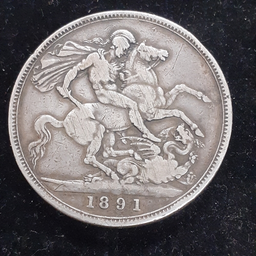 39 - Queen Victoria 1891 Crown. Fine condition