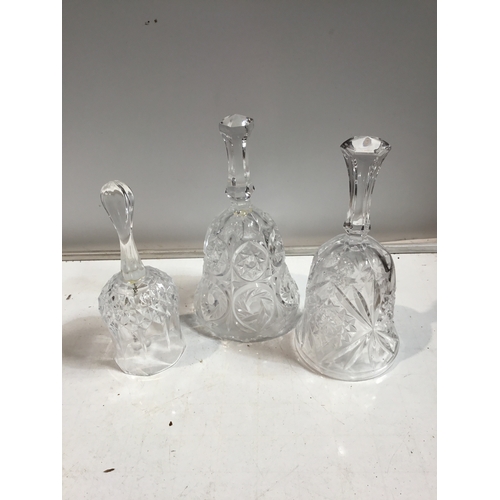 41 - Set of three crystal Cut glass bells