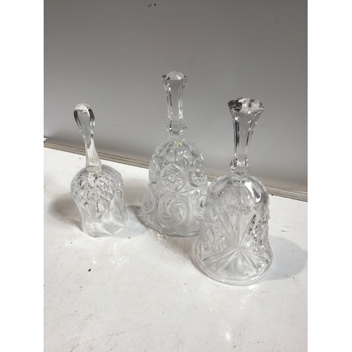 41 - Set of three crystal Cut glass bells