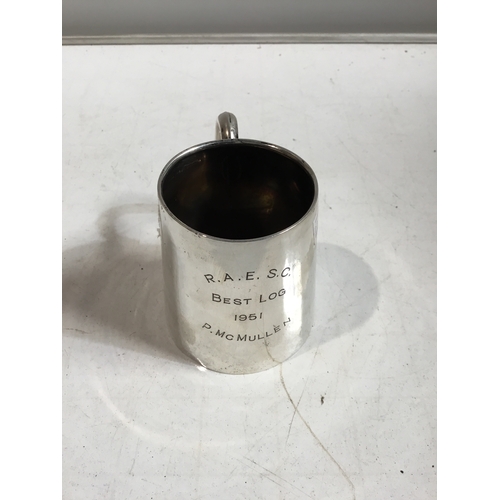 46 - Small tankard engraved with R.A.E. S.C. Best Log 1951 P.Mc Mullen