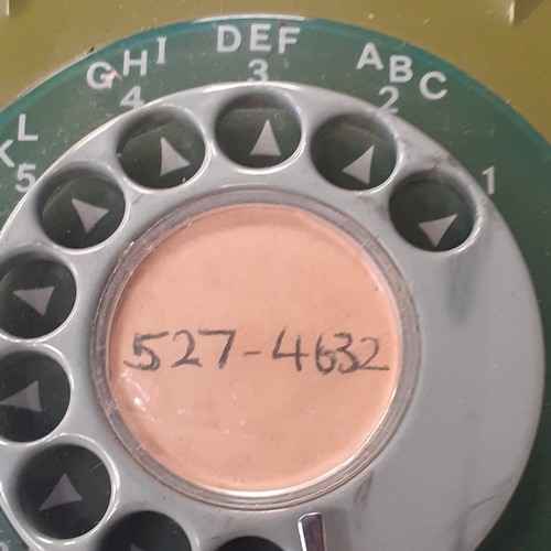 3 - Green rotary telephone. Very good condition. The markings have been scratched off underneath, but lo... 